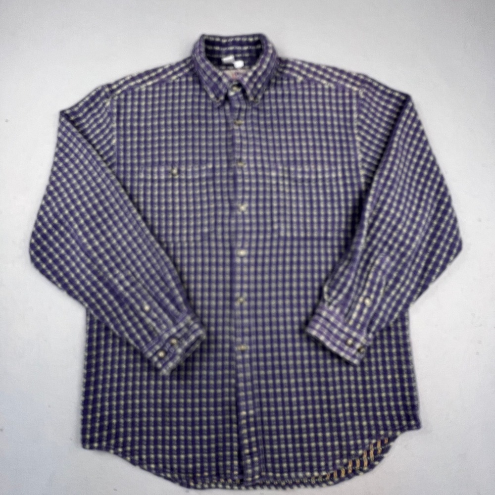 The Territory Ahead Shirt Mens L Textured Dobby Plaid Button Down Flannel